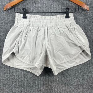 Lululemon Hotty Hot Short Women's 6 White Lined Stretch Waist Zip Pocket Active